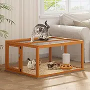 COZIWOW Chicken Coop Run, Portable Rabbit Run Outdoor Indoor, Wooden Chicken Cage with Top and Side Opening Doors, Foldable Chicken Pen Hen House for Small Animal Poultry 45" L – Orange