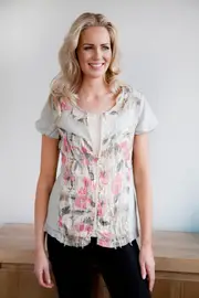 2 In 1 Peach Floral Top--HOLM-HF657
