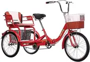 3 Wheels Adult Trikes Foldable 20 Inch Bikes Tricycle Three-Wheeled Bicycles Cruise with Shopping Basket Back Seat for Seniors Women Men Cycling Pedalling