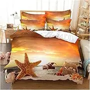3D HD Bedding Set Queen Duvet Quilt Cover Pillow Case Bed Linen USA King Twin Full Double Single Bedroom Seaside Coconut Tree(EU Double 200x200cm)