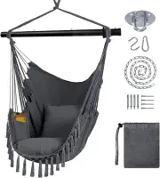 CULOTOL Hammock Chair Hanging Rope Swing Chair with 2 Seat Cushions & Install...