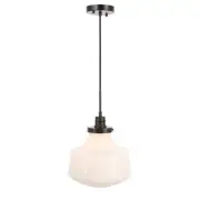 Living District Lyle 1 Light Pendant, Black/Frosted White - LD6261BK