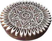 8 Inch Urban Large Print Block Round Star Pattern Big Wooden Stamp