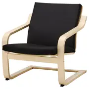 POÄNG low-back armchair, natural colour/beige/Vissle black