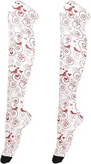 [Caihoyu] Women Thigh High Stockings Stretchable Over Knee Socks Warm Over Knee Socks for Daily Wear, Cosplay Christmas Pattern, Christmas Pattern