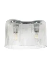 Aubrey 2 Light Flush Mount in Chrome with Clear Ribbed Glass