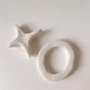 Hand sculpted XO hugs kiss abstract polymer clay unpainted white decor 2”