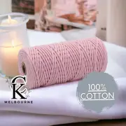 4MM macrame Braided cord, PINK SALT, 100m, 100% Cotton Rope Yarn Craft Supplies