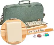 Yellow Mountain Imports American Mahjong Set, Heather with Soft Case - All-in-One Racks with Pushers, Wright Patterson Scoring Coins, Dice, & Wind Indicator