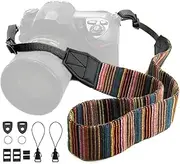 Neck Shoulder Camera Strap，Adjustable Cotton Straps Cotton Woven Camera Strap for Camcorder,and Nikon,Canon,Sony,Minolta,Panasonic,SLR,DSLR Digital Binoculars Video