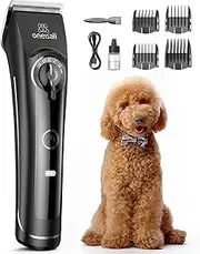 oneisall Dog Clippers for Grooming Doodles Poodles Thick Curly Hair,Low Noise Heavy Duty Dog Grooming Kit with Detachable Metal Blades