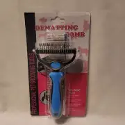 Dog Dematting Deshedding Tools Extra Wide Dual Head Undercoat Rake Comb