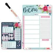 Weekly Meal Planner Dry Erase Board for Refrigerator, Floral Magnetic Weekly