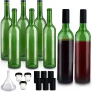 8 Pack 750Ml Glass Wine Bottles, 25Oz Green Glass Bottles with Cork Lids and PVC
