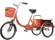 Tricycle for Adults, Adult Tricycle 20in Single Speed Bicycle Traditional Design for Seniors Multiple Colors