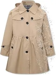 Betusline Girl's Rain Jackets Lightweight Waterproof Hooded Trench Coat Raincoats for Kids,2-14 Years