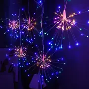 4 in 1 Solar Firework Light 480 LED Solar Powered Garden String Lights Xmas Party Decor-Multicolour