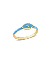 Rina Limor Gold Over Silver Sapphire Enamel Evil Eye Ring