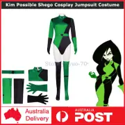 Women Kim Possible Shego Cosplay Jumpsuit Costume Swimwear Outfit Halloween Suit