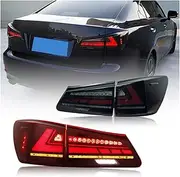 TT-ABC Tail Lights Compatible With Lexus IS IS250 2006-2012 With Start Animation LED DRL Car Rear Lamp Assembly Taillights(SMOKE)