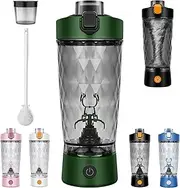 ProBlend One-Touch Shaker – Smooth Protein Mix Anywhere with Brush, 650ml Portable Electric Protein Shaker Bottle with Powder Box, 7500RPM High Speed Mixing Mug (Green)