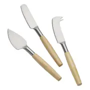 3pc Ecology Alto Rubberwood/Stainless Steel Cheese Knife/Slicer Set Natural