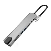 8 in 1 Type-C HUB to HDMI USB3.0 RJ45 10/100M Gigabit LAN PD TF Memory Card Converter Adapter for WIN/ MAC OS/Linux