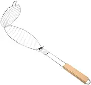 Portable BBQ Grill Basket Barbecue Net Fish Grill Basket Clip Style Grilling Accessory Stainless Steel