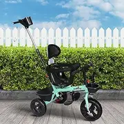 Bopeep Kids Tricycle Ride On Toy Trike Toddler Balance Bike Car Prams Stroller Walker Children Gift Adjustable Handlebar (Green)