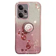Flower Tpu Glitter Slim-fit Ring Kickstand Case For Xiaomi Redmi Note 12 5g (global)/poco X5 5g