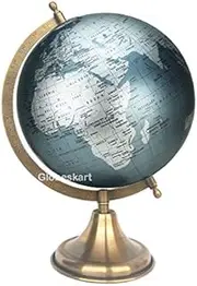 Educational/Antique Globe with Brass Antique Arc and Base/World Globe/Home Decor/Office Decor/Gift Item / 8 inches (Surahi) (Marquise Silver)