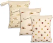 3 PCS Wet Bag Baby Cloth Diaper Bag Nappy Bag, Large Washable Reusable Hanging D
