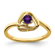 14K Yellow Gold Amethyst Triangle Ring