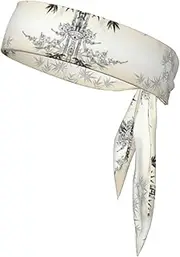 [EdWal] Bamboo And Cherry Blossoms Tree Zen Print Tie Headbands, Ninja Karate Versatile Head Tie For Men Women,For Basketball Running Tennis