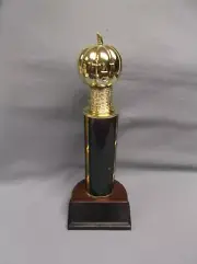 Halloween pumpkin trophy black column weighted base costume party