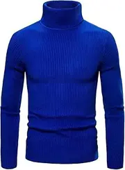 [JEShifangjiusu] Mens Slim Fit Turtleneck Sweater Soft Knitted Long Sleeve Sweater for Men Pullover Turtle Neck Shirt, Blue 4, XL