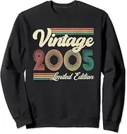 [X.Style] 18 Year Olds Born in 2005 Vintage 18th Birthday Retro Sweatshirt ds099 Sweater (S) Black
