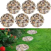Qualdout River Rocks Stepping Stones Pavers Outdoor for Garden Walkway, Pebbles Polished Gravel for Yard Lawn Patio Pathway Landscaping, Set of 6 (Roundness)