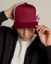 [Flexfit] Flexfit Men's Stripe Cap in Maroon/White One Size Maroon/White