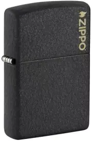 Zippo 236ZL, Classic Black Crackle Finish Lighter With Logo, Full Size