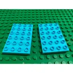 二手 LEGO 得寶DUPLO  4X6 水藍色2個 磚片 底板 大顆粒 積木 (正版)