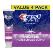 Crest 3D White Advanced Luminous Mint Toothpaste, 3.7 Oz (Pack of 4)