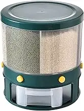 ALAGPNPMZH 10 Kg Kitchen Food Storage Container, Rotating Can, Bulk Grain Storage Box, 6 Cells Of Rice Kitchen storage(Green)