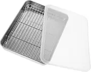 Zerodeko Baking Pan Set Turkey Pan Roasting Pans for Ovens Baking Rack for Oven Cooking Baking Pans for Oven Roast Pan Turkey Roasting Pan with Rack Oven Tray Baking Dish Silver