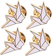 [Baluue] Aesthetic Origami Crane Brooch 4 Pieces Zinc Alloy Buttons Pins for Craft Decor