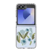 Galaxy Z Flip6 Clear Case Fleurs Bleues