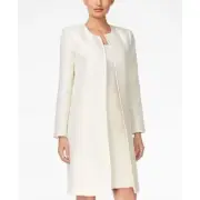 Calvin Klein white sequin tweed boucle duster coat