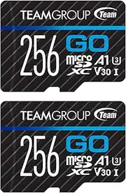 [TEAMGROUP] GO Card 256GB x 2 Pack Micro SDXC UHS-I U3 V30 4K for GoPro & Action Cameras High Speed Flash Memory Card with Adapter for Outdoor, Sports, 4K Shooting TGUSDX256GU364