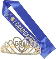 [WRITWAA] Unbeatable Graduation Look Sash Gold Crown Headband for Women's Graduation Parties