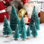 15Pcs Mini Sisal Christmas Trees Ornament Miniature Snow Frost DIY Xmas Deco